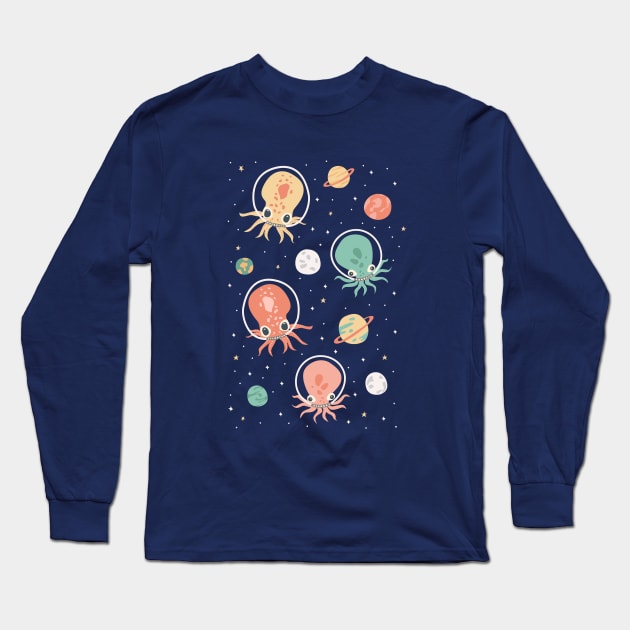 Squids in Space Long Sleeve T-Shirt by latheandquill